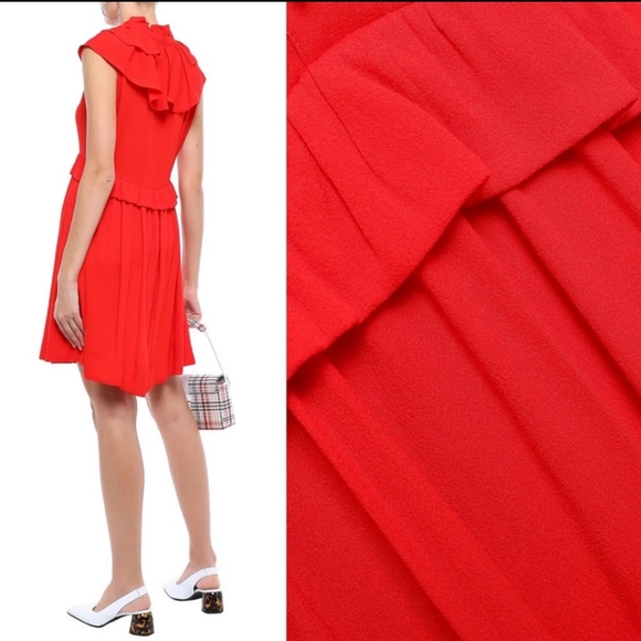 Maje Rutta Ruffled Crepe Mini Dress in Red S holiday - Picture 6 of 6